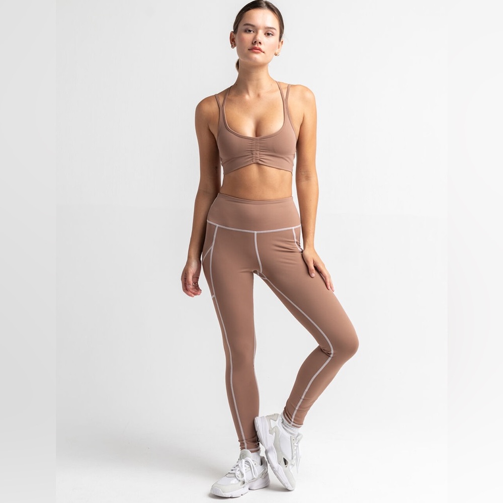 Exposed Seam Brown Leggings